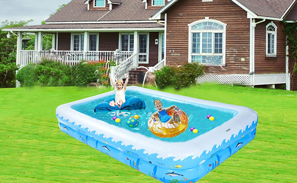 4750fd68 015d 4fc8 a5f1 ad3b16a109be.  CR0,41,1000,619 PT0 SX970 V1    - Inflatable Swimming Pool, Full Sized Rectangle Family Large Deep Durable Pool for Backyard ,Garden, Swimming Pools Above Ground Outdoor for Adult, Kids, Size 103" x 69" x 20"