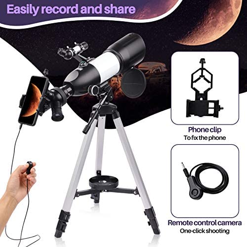 51 lgiRJLpL. AC  - Telescope for Adults & Kids Monocular Refractor Telescope for Astronomy Beginners Professional 400mm 80mm with Tripod & Smartphone Adapter