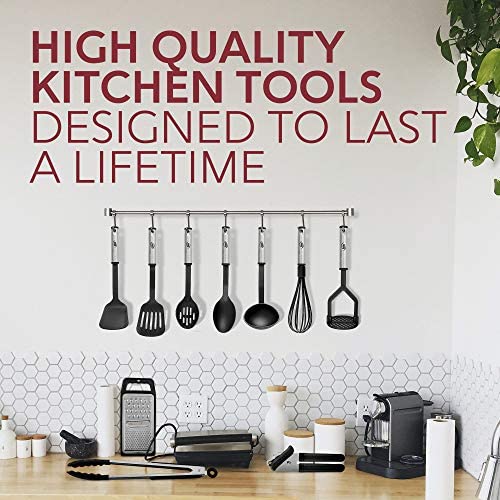 5119p Qw VL. AC  - Kitchen Utensil Set 24 Nylon and Stainless Steel Utensil Set, Non-Stick and Heat Resistant Cooking Utensils Set, Kitchen Tools, Useful Pots and Pans Accessories and Kitchen Gadgets (Black)