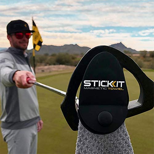 515OgFGztgL. AC  - STICKIT Magnetic Towel, Gray | Top-Tier Microfiber Golf Towel with Deep Waffle Pockets | Industrial Strength Magnet for Strong Hold to Golf Carts or Clubs