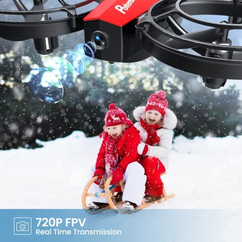 515mQ1WqH7L. AC  - Potensic P7 Mini Drones with RC Battle Mode, 720P HD FPV Camera for Kids Beginners, Quadcopter with One-Key Start, Headless Mode, Altitude Hold, 3D Flip, Gesture Control, 3 Speeds, 2 Batteries, Red