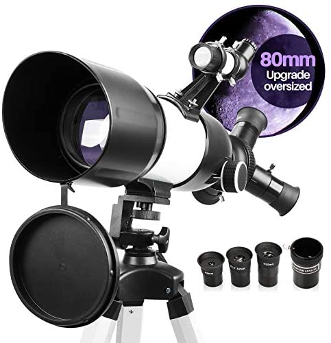 519QoABE1KL. AC  - Telescope for Adults & Kids Monocular Refractor Telescope for Astronomy Beginners Professional 400mm 80mm with Tripod & Smartphone Adapter