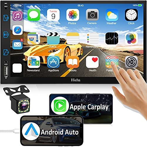 51E+nG77rpL. AC  - Car Stereo Compatible with Apple Carplay & Android Auto, Hieha 7 Inch Double Din Car Stereo with Bluetooth and Backup Camera, Touch Screen Car Radio with AM/FM, Voice Control, Mirror Link, A/V Input