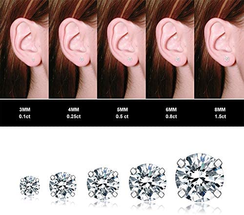 51Sztb7AqtL. AC  - Cubic Zirconia Hypoallergenic Stud Earrings for Women Men Girls Statement Cartilage Fashion Surgical Steel Helix Earrings 5 Pairs