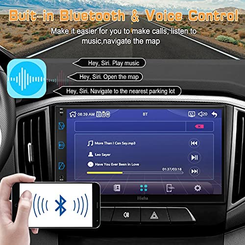 51VtyEFfiuL. AC  - Car Stereo Compatible with Apple Carplay & Android Auto, Hieha 7 Inch Double Din Car Stereo with Bluetooth and Backup Camera, Touch Screen Car Radio with AM/FM, Voice Control, Mirror Link, A/V Input