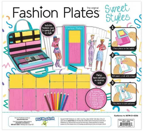 51YSPWauhlL. AC  - Fashion Plates Sweet Styles -- Mix-and-Match Drawing Set -- Make 100s of Fabulous Fashion Designs -- Ages 6+