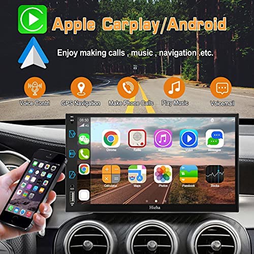 61Bk5 41r L. AC  - Car Stereo Compatible with Apple Carplay & Android Auto, Hieha 7 Inch Double Din Car Stereo with Bluetooth and Backup Camera, Touch Screen Car Radio with AM/FM, Voice Control, Mirror Link, A/V Input