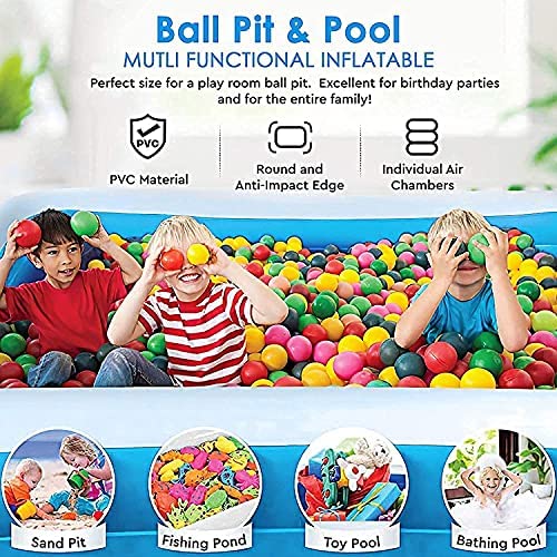 61DqK+4tIKL. AC  - Inflatable Pool for Kids and Adults - Kiddie Pool Inflatable Swimming Pool for Kids Pools for Backyard Blow Up Pool 120" X 72" X 22"🎀 Air Pump Kids Pool Family Pool, Toddlers, Lounge Water Play Party