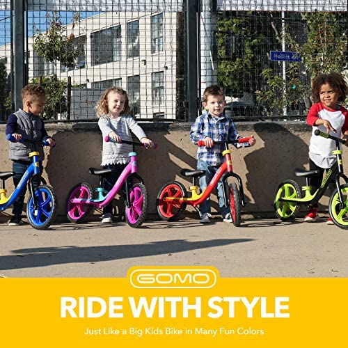 61JVsYl7a+L. AC  - GOMO Balance Bike - Toddler Training Bike for 18 Months, 2, 3, 4 and 5 Year Old Kids - Ultra Cool Colors Push Bikes for Toddlers/No Pedal Scooter Bicycle with Footrest
