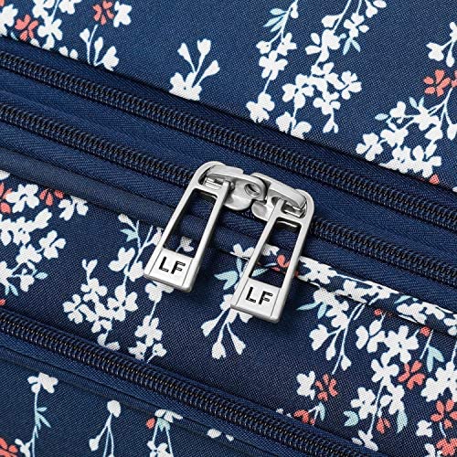 61txmNVrobL. AC  - LONDON FOG Cranford Softside Expandable Spinner Luggage, Navy White Floral, Checked-Medium 25-Inch