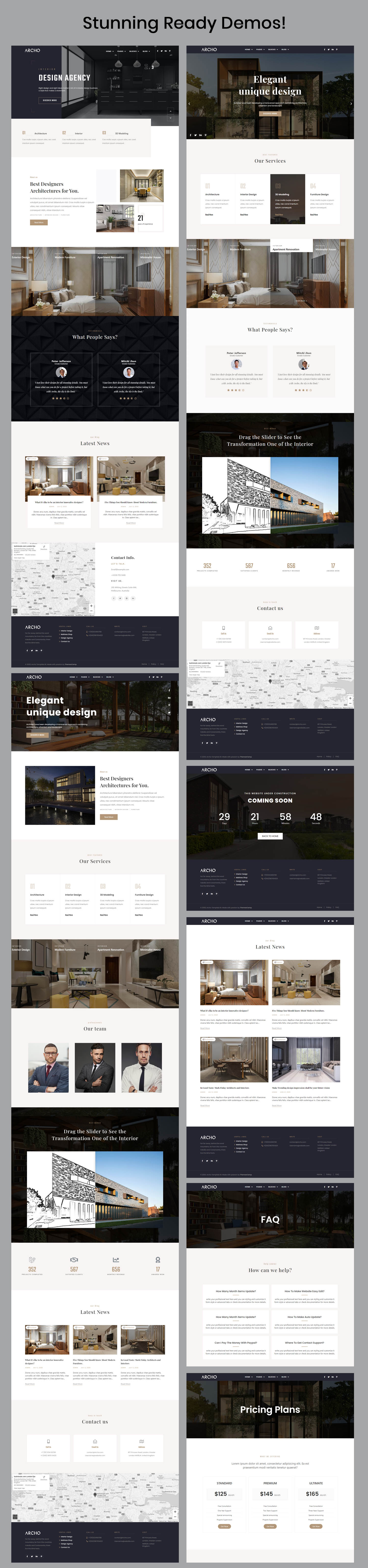 Preview demos - Archo - Architecture & Interior Elementor Template Kit