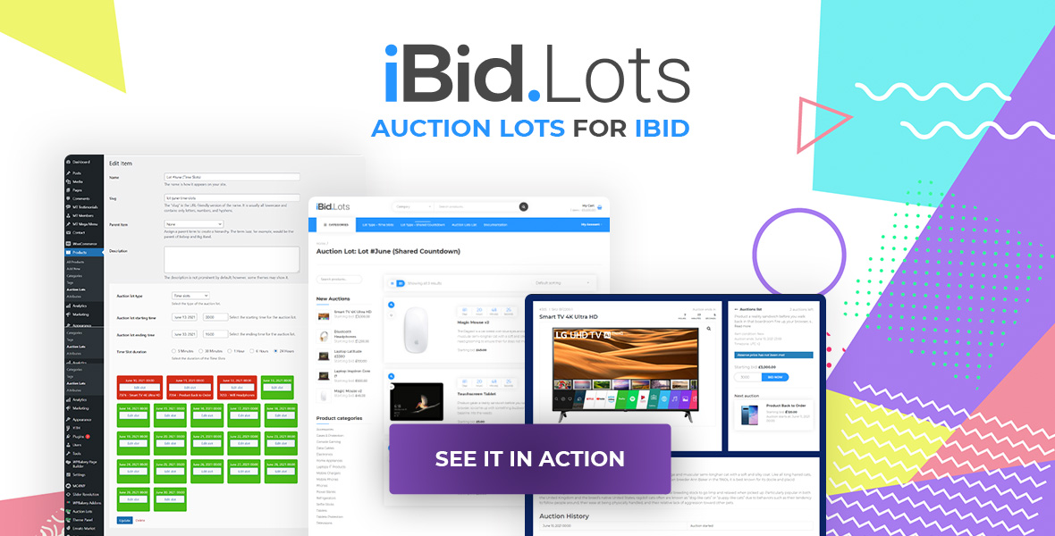 auction lots for ibid with button - iBid - Multi Vendor Auctions WooCommerce Theme