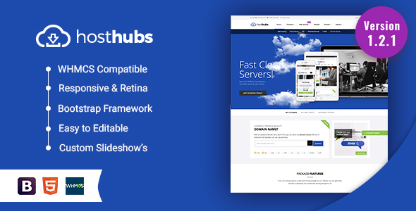 hosthub preview.  large preview - HostHubs | Responsive WHMCS Web Hosting, Domain, Technology Site Template