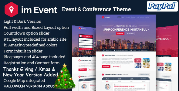 im event preview.  large preview - imEvent - Conference Landing Page HTML Template
