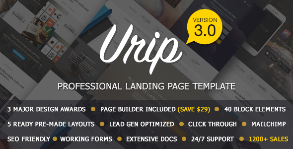 urip v3.0 new preview.  large preview - Urip - Professional Landing Page With HTML Builder