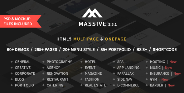 0.  large preview - Massive - Responsive Multi-Purpose HTML5 Template