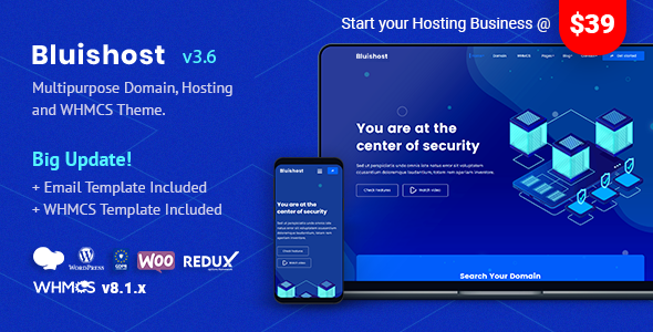01 bluishost.  large preview - Bluishost - Responsive Web Hosting with WHMCS Themes