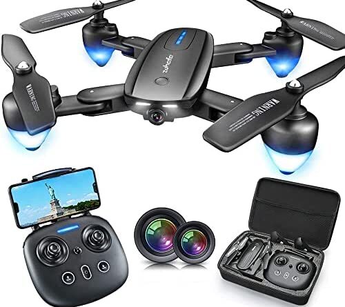 1641263579 51ytkL TnRL. AC  500x445 - Foldable Drone with 1080P HD Camera for Kids and Adults, Zuhafa T4,WiFi FPV Drone for Beginners, Gesture Control RC Quadcopter with 2 Batteries ,RTF One Key Take Off/Landing,Headless Mode, APP Control,Double Camera,Carrying Case