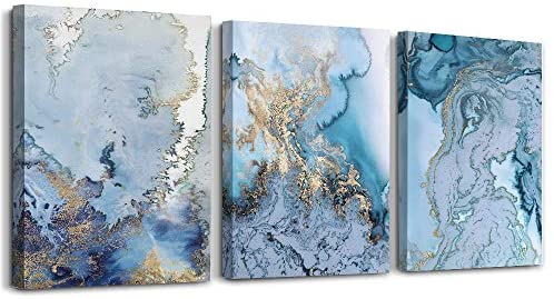 1642738803 51LVUP6bz3L. AC  - Canvas Wall Art for Living Room Bedroom Decoration Wall Painting,Bathroom Wall Decor blue Abstract watercolor Home Decoration Kitchen Posters Artwork,inspirational wall art 16x12 inch/ 3 Piece Set