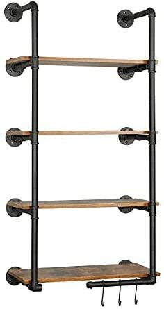 1642871248 31mLEVbC1ZS. AC  236x445 - HEONITURE Industrial Shelves, Industrial Pipe Shelving, Rustic Shelves, Pipe Shelves, Book Shelves for Wall Hanging, Farmhouse Kitchen with S Hooks (24inch, 4-Layer)
