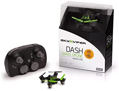 Sky Viper Dash Nano Drone Black/Green, 2 x 2 x 0.75″