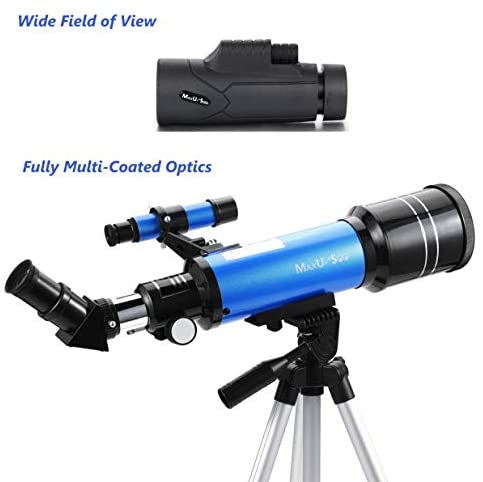 415deqpKEfL. AC  - MaxUSee 70mm Refractor Telescope with Adjustable Tripod for Kids Adults & Beginners + Portable 10X42 HD Monocular Bak4 Prism FMC Lens, Travel Telescope with Backpack and Phone Adapter