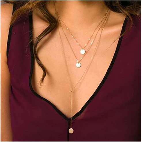 41A2Svg4IoL. AC  - Fdesigner Fashion Layered Long Necklace Coin Pendant Necklaces Chain Charm Necklace Jewelry for Women and Girls