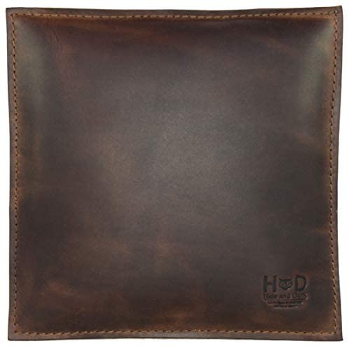 41HCIs6EtCL. AC  - Hide & Drink, Leather Decorative Pillow 8 x 8 in. / Couch, Sofa or Bed / Stylish / Leather Decoration / Home & Office Decor, Handmade :: Bourbon Brown