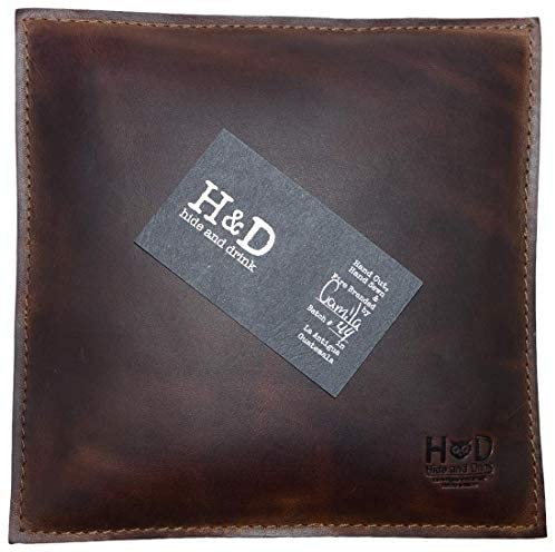 41JuooZDuDL. AC  - Hide & Drink, Leather Decorative Pillow 8 x 8 in. / Couch, Sofa or Bed / Stylish / Leather Decoration / Home & Office Decor, Handmade :: Bourbon Brown