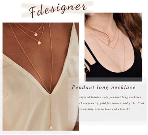 41c6PeJdD L. AC  - Fdesigner Fashion Layered Long Necklace Coin Pendant Necklaces Chain Charm Necklace Jewelry for Women and Girls