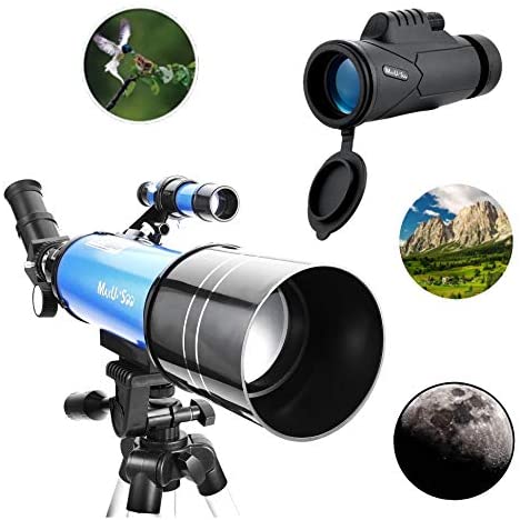 41dieqST8SL. AC  - MaxUSee 70mm Refractor Telescope with Adjustable Tripod for Kids Adults & Beginners + Portable 10X42 HD Monocular Bak4 Prism FMC Lens, Travel Telescope with Backpack and Phone Adapter