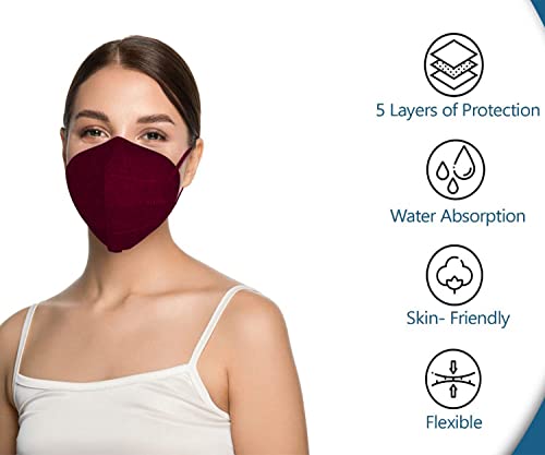 41muSo3kMOL - Dolce Calma KN95 Face Mask, 50 Pack Individually Wrapped, 5-Ply Breathable and Comfortable Multicolor Masks for Men and Women, Adjustable Nose Clip & Flexible Earloop