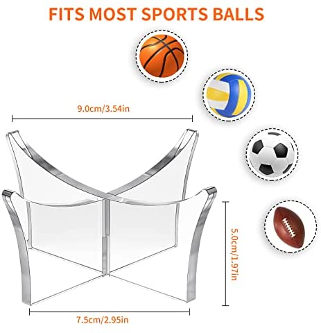 41qZv8RzgrL. AC  - CANIPHA Acrylic Ball Stand Holder,Ball Display Stand for Football Basketball Soccer Ball Holder,Volleyball Rugby Ball Sports Ball Storage Rack,Trophy Autograph Memorabilia Display Cases(3 Pcs)