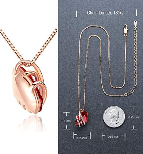 51+aSN5E6KL. AC  - Leafael Wish Stone Pendant Necklace with Birthstone Crystal, 18K Rose Gold Plated/Silvertone, 18" + 2"