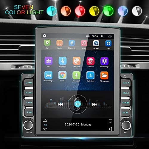 51+k5UMk3rL. AC  - Android 9.0 Double Din GPS Navigation Car Stereo, 9.7'' Vertical Touch Screen 2.5D Tempered Glass Mirror Bluetooth Car Radio with Backup Camera
