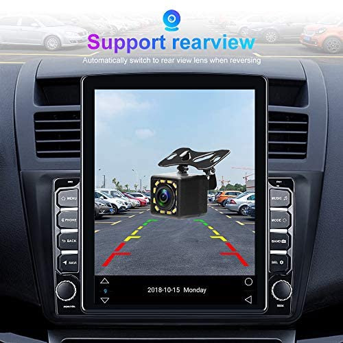 510MrUQXO9L. AC  - Android 9.0 Double Din GPS Navigation Car Stereo, 9.7'' Vertical Touch Screen 2.5D Tempered Glass Mirror Bluetooth Car Radio with Backup Camera