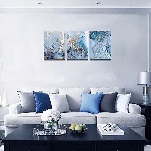 516O5ItLwFL. AC  - Canvas Wall Art for Living Room Bedroom Decoration Wall Painting,Bathroom Wall Decor blue Abstract watercolor Home Decoration Kitchen Posters Artwork,inspirational wall art 16x12 inch/ 3 Piece Set