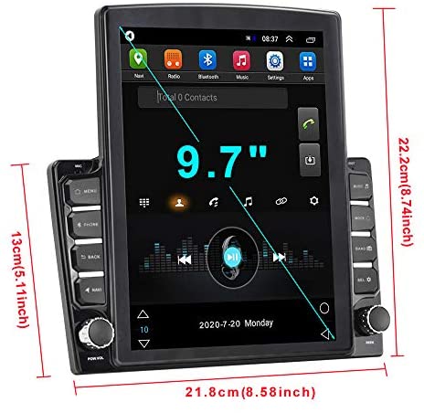 5183YWGo4jL. AC  - Android 9.0 Double Din GPS Navigation Car Stereo, 9.7'' Vertical Touch Screen 2.5D Tempered Glass Mirror Bluetooth Car Radio with Backup Camera