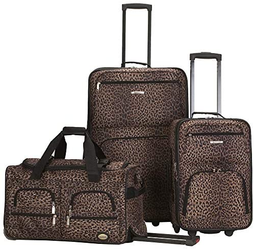 51An wAadgL. AC  - Rockland Vara Softside 3-Piece Upright Luggage Set, Leopard, (20/22/28)