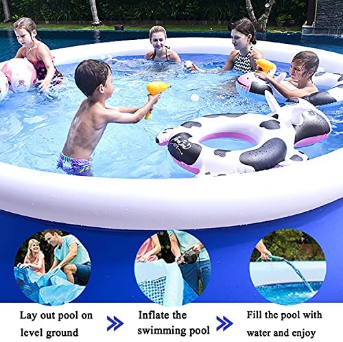 51GoY vFCmS. AC  - Family Inflatable Swimming Pools Above Ground, Portable Outdoor Backyard Easy Set Blow Up Pools for Kids and Adults, Kiddie Pools, Family Lounge Pools (10ft x 30in-Without Pump)