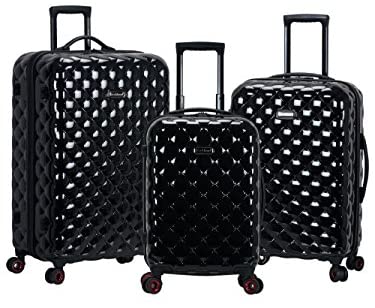 51OE0zQa6OL. AC  - Rockland Quilt Hardside Expandable Spinner Wheel Luggage Set, Black, 3-Piece (20/24/28)