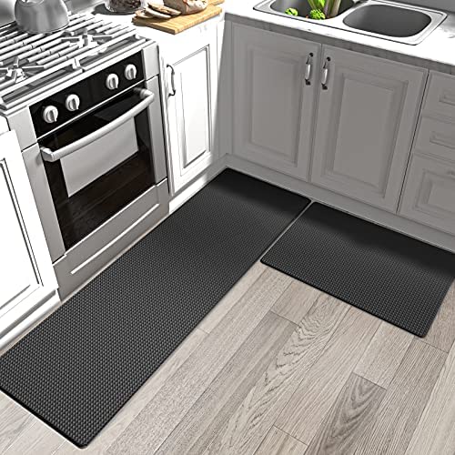 51R6gdTdcdL. AC  - DEXI Kitchen Rugs and Mats Cushioned Anti Fatigue Comfort Runner Mat for Floor Rug Standing Rugs Set of 2,17"x29"+17"x59", Black