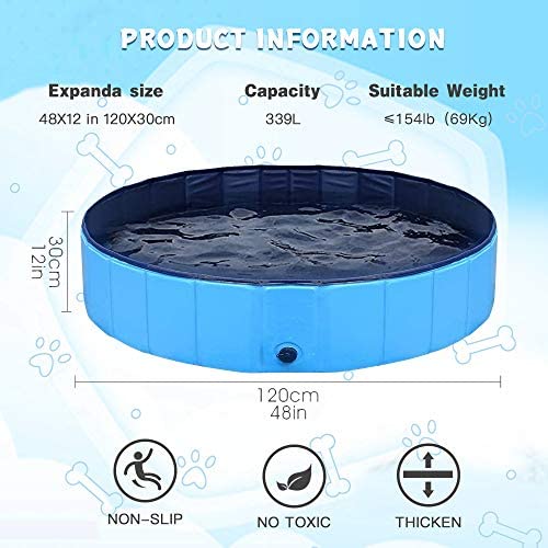 51TIhxDX1zL. AC  - AHK Dog Pool for Large Dogs, Folding Kiddie Pool, Portable Pet Pools for Dogs, Collapsible Swimming Pool for Kids