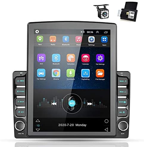 51gJTXaxBoL. AC  - Android 9.0 Double Din GPS Navigation Car Stereo, 9.7'' Vertical Touch Screen 2.5D Tempered Glass Mirror Bluetooth Car Radio with Backup Camera