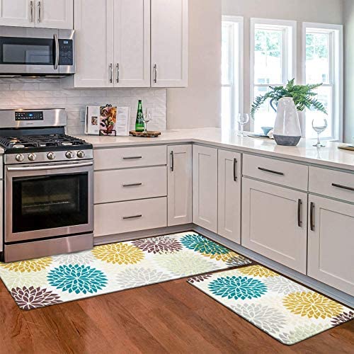 51jS27yzQVL. AC  - HEBE Anti Fatigue Kitchen Rug Set 2 Piece Non Slip Cushioned Kitchen Floor Mat Waterproof Comfort Standing Kitchen Mat(17"x28"+17"x48")