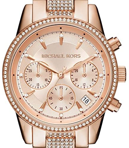 51vxI dL96L. AC  - Michael Kors Women's Ritz Stainless Steel Watch With Crystal Topring