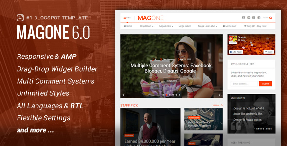 MagOne Preview Banner.  large preview - RokSmart - Responsive Multi-Purpose Joomla Theme