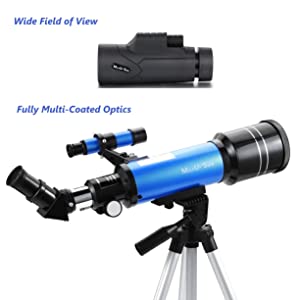b095024a de74 4d32 a178 9485fa292dbf.  CR18,0,4911,4911 PT0 SX300 V1    - MaxUSee 70mm Refractor Telescope with Adjustable Tripod for Kids Adults & Beginners + Portable 10X42 HD Monocular Bak4 Prism FMC Lens, Travel Telescope with Backpack and Phone Adapter