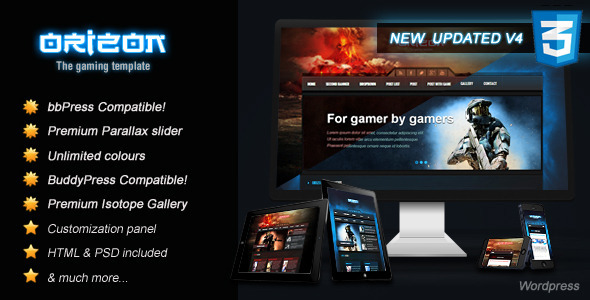 banner v4.  large preview - Orizon - The Gaming Template WP version