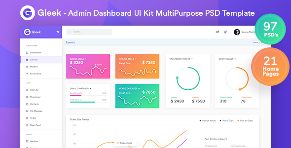 00 Preview PSD.  large preview - Gleek - Admin Dashboard UI Kit MultiPurpose PSD Template